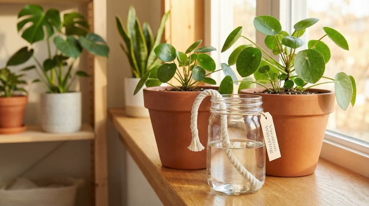 Self-watering wicking system for indoor plants